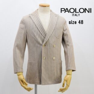 ◇美品◇パオローニ◇ストライプジャージWジャケット◇ベージュ◇サイズ48◇裏地なし◇イタリア◇PAOLONI◇