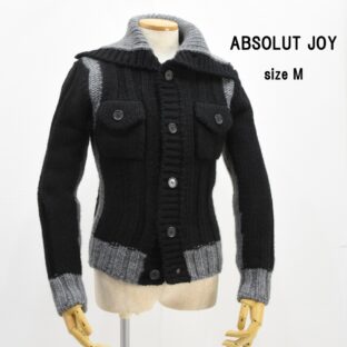 ◇アブソリュートジョイ◇ローゲージニットカーディガン◇M◇黒/グレー◇イタリア製◇ABSOLUT JOY◇クリーニング済◇