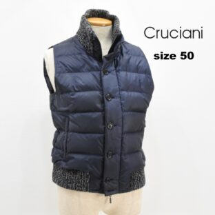 ◇クルチアーニ◇カシミアニットリブダウンベスト◇50(L)◇ネイビー◇CRUCIANI◇イタリア製◇