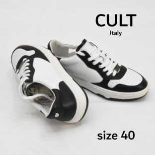 ◇新品◇CULT◇レザースニーカー◇40(25.5cm）◇白黒◇パンダカラー◇カルト◇イタリア◇