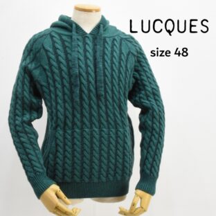 ◇新品4.2万◇LUCQUES◇ケーブルニットパーカ◇サイズ48◇グリーン◇ルクエス◇イタリア製◇