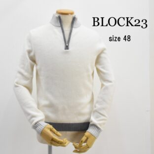 ◇BLOCK23◇カシ混ハーフジップニット◇サイズ48◇オフホワイト◇イタリア製