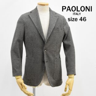 ◇美品◇パオローニ◇千鳥柄2つボタンジャージジャケット◇サイズ46◇ベージュ×黒◇秋冬用◇