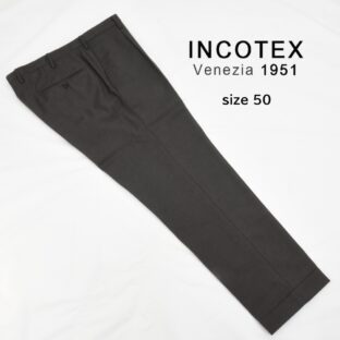 美品◇インコテックス◇ワンタックウールパンツ◇50(W86cm)◇ブラウングレー◇INCOTEX