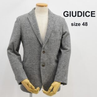 GIUDICE◇2つボタンツイードジャャケット◇サイズ48◇ライトグレー◇背裏なし◇ジウディーチェ◇イタリアファブリック◇クリーニング済