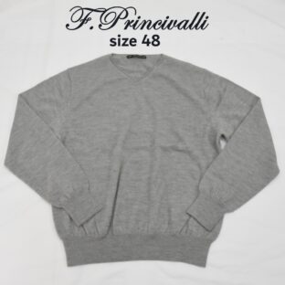 美品◇フランコプリンツィバリー◇カシミアVネックニット◇サイズ48◇ライトグレー◇FRANCO◇クリーニング済