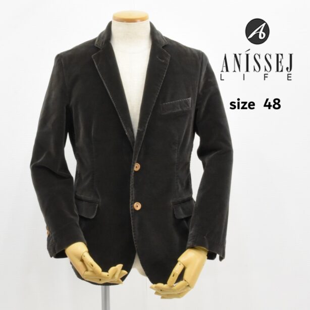アニセイライフ◇モールスキンストレッチジャケット◇サイズ48◇ダークブラウン◇背裏なし◇ANISSEJ LIFE◇トラベルジャケット