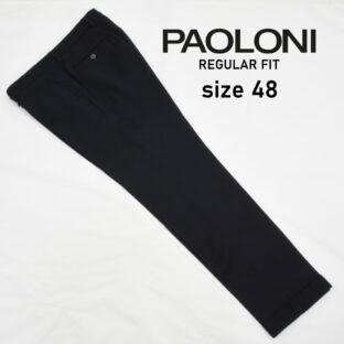 PAOLONI◇ノータックウールフランネルパンツ◇サイズ48(W87cm)◇ネイビー◇レギュラーフィット◇パオローニ