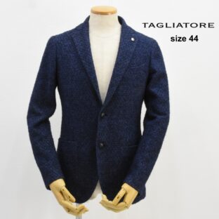 TAGLIATORE◇ウールニットジャケット◇サイズ44◇ネイビー◇背裏なし◇タリアトーレ◇アンコンジャケット