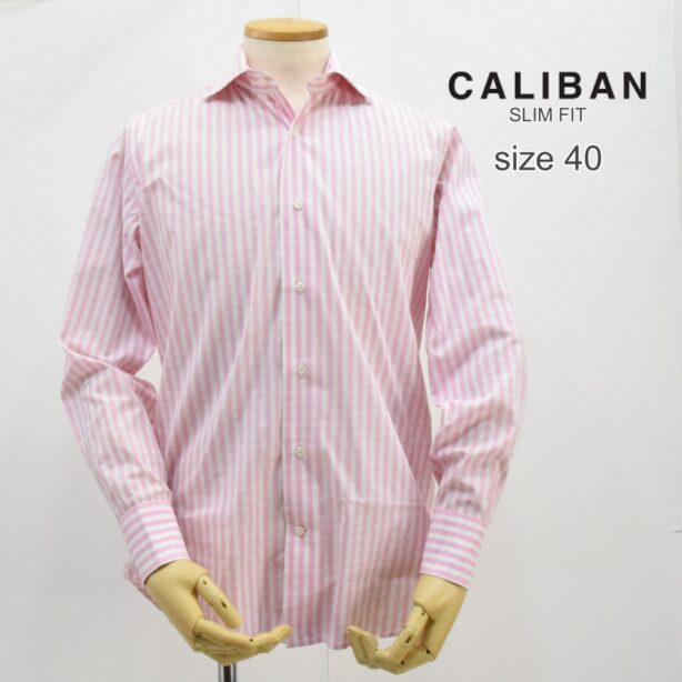 CALIBAN◇チェックシャツ◇サイズ40◇ピンク◇ホリゾンタルカラー◇カリバン