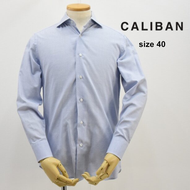カリバン◇ピンドット柄シャツ◇サイズ40◇ブルー◇ワイドカラー◇CALIBAN