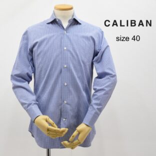 CALIBAN◇ギンガムチェックシャツ◇サイズ40◇ブルー◇ワイドカラー◇カリバン