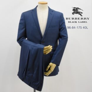 美品◇BURBERRY BLCK LABEL◇ウール2つボタンスーツ◇40(L)◇ブルー系◇バーバリーブラックレーベル