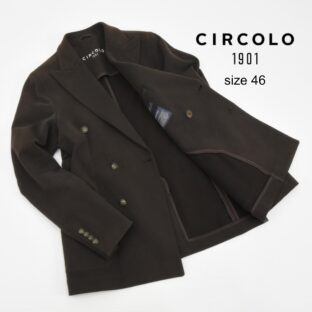 極美品◇CIRCOLO◇モールスキンWジャケット◇サイズ46◇ダークブラウン◇背裏なし◇チルコロ◇アンコンジャケット
