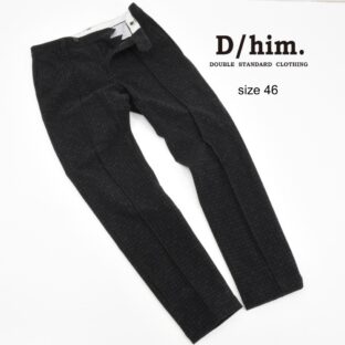 美品◇D/him.◇永久センタープリーツピーチスキンパンツ◇サイズ46(W76cm)◇グレー系◇シャドウ千鳥柄