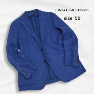 美品◇TAGLIATORE◇ウールブレンドヘンプジャケット◇size50◇ブルー◇タリアトーレ◇春夏用