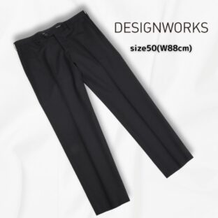 極美品◇DESIGNWORKS◇サマーウールパンツ◇サイズ50(W88cm)◇ブラック◇春夏◇デザインワークス◇スラックス