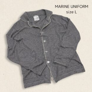 MARINE UNIFORMM◇リネンニットカーディガンジャケット◇サイズL◇ボーダー◇春夏◇マリンユニフォーム◇クリーニング済