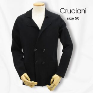 Cruciani◇ミラノリブコットンニットWジャケット◇サイズ50◇黒◇ストレッチ◇春夏秋3シーズン◇クルチアーニ