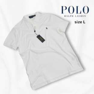 OUTLET◇ポロラルフローレン◇シルケットスムース天竺ポロシャツ◇サイズL◇白◇POLO RALPH LAUREN