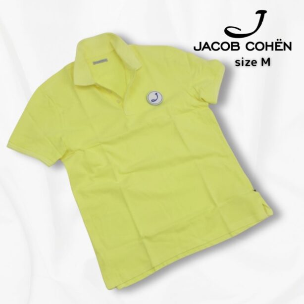 JACOB COHEN◇ワッペン鹿の子ポロ◇サイズM◇ライムイエロー◇ヤコブコーエン◇イタリア製