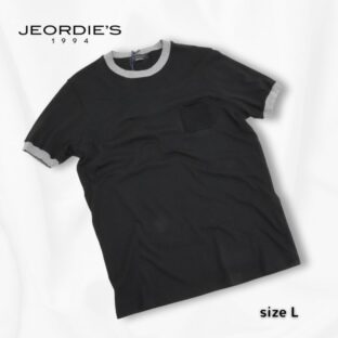 OUTLET◇JEORDIES◇リブ切り替えTシャツ◇黒◇ジョルディーズ◇イタリア製