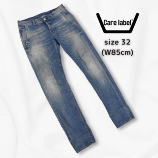 CARELABEL◇slack352 スラントポケットストレッチジーンズ◇サイズ32(W85cm)◇インディゴ◇ケアレーベル◇11oz◇イタリア製