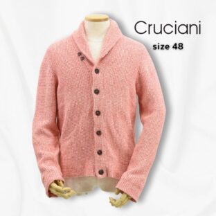 CRUCIANI◇ショールカラーコットンニットカーディガン◇サイズ48◇ピンク◇クルチアーニ◇イタリア製