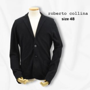 ROBERTO COLLINA◇マイクロピケニットジャケット◇サイズ48◇黒◇春夏ジャケット◇ロベルトコリーナ