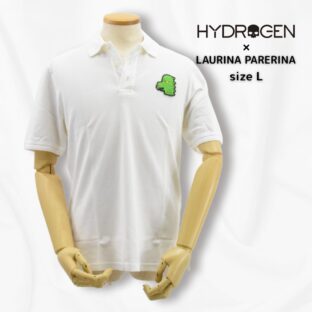 着用1回美品◇HYDROGEN×LAURINA PARERINA◇ポロシャツ◇白◇サイズL◇ハイドロゲン◇ワッペンポロ◇イタリア製
