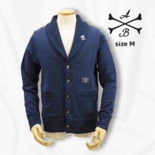 ARBERTO BRESCI◇ショールカラースエットカーディガン◇サイズM◇ネイビー◇アルベルトベルーシ◇イタリア製