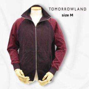 TOMORROWLAND◇ハイネックブルジップラグランニットカーディガン◇サイズM◇ボルドー系◇トゥモローランド◇日本製
